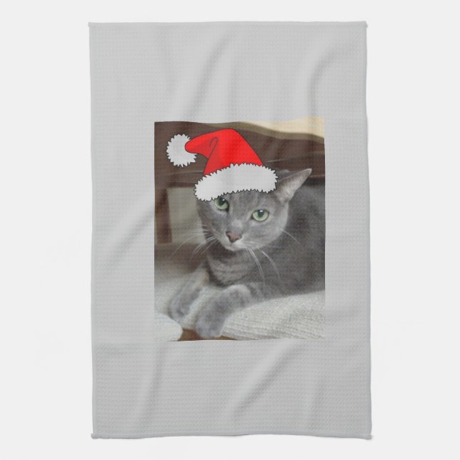 Paño De Cocina Navidades de gato azul de Rusia (Vertical)