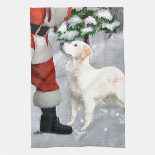 Paño De Cocina Navidades de Golden Retriever (Vertical)