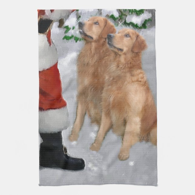 Paño De Cocina Navidades de Golden Retriever (Vertical)