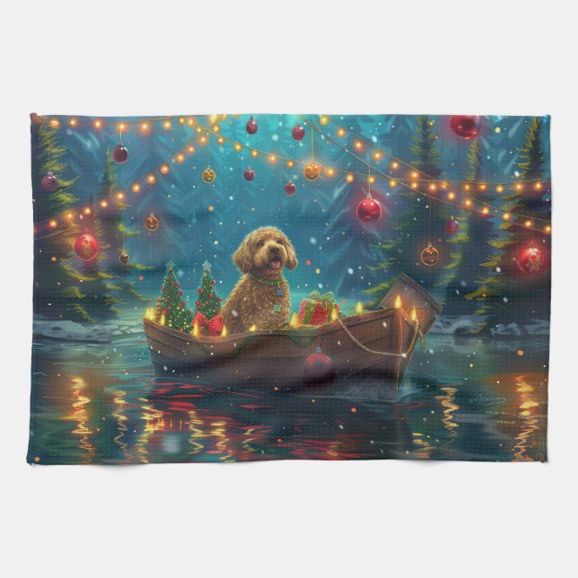Paño De Cocina Navidades de Goldendoodle (Horizontal)
