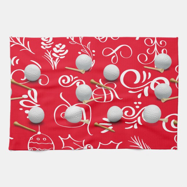 Paño De Cocina Navidades de golf con pelota de golf (Horizontal)