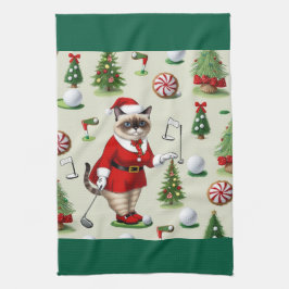 Paño De Cocina Navidades de golf temáticos para Cat Lover Golfer