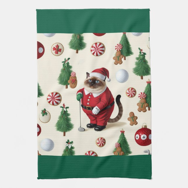 Paño De Cocina Navidades de golf temáticos para Cat Lover Golfer (Vertical)