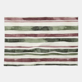 Paño De Cocina Navidades de Green Burgundy Stripes