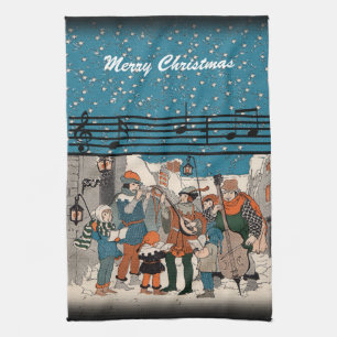Paño De Cocina Navidades de grupo Caroleros Músicos Notas musical