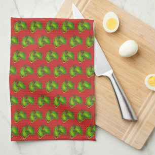 Paño De Cocina Navidades de hojas de holly verde rojo Navidad Coo
