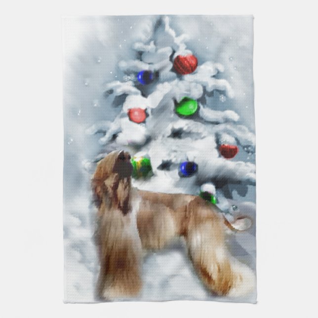 Paño De Cocina Navidades de Hound de Afganistán (Vertical)