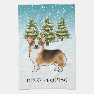 Paño De Cocina Navidades de invierno de Tri Pembroke Corgi con ca