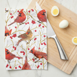 Paño De Cocina Navidades de invierno Snowley Winter Cardinals Win
