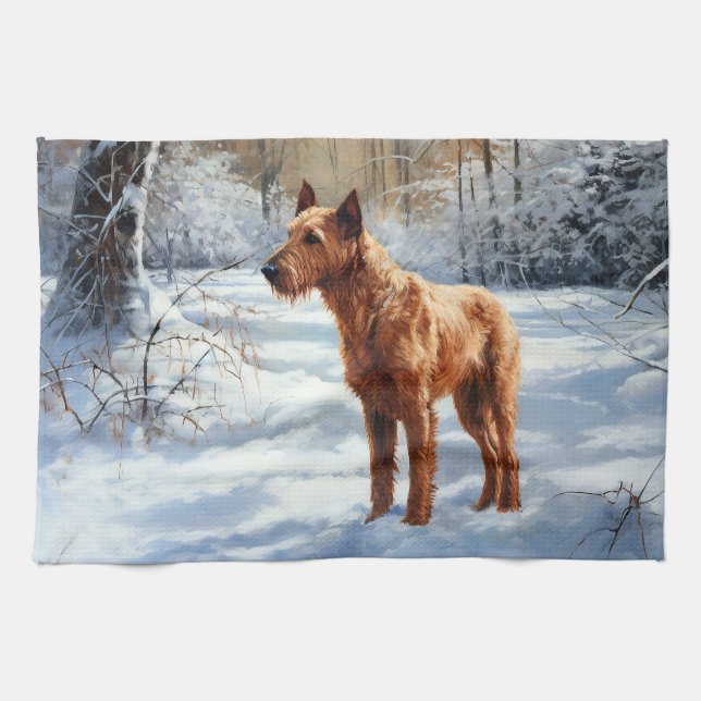 Paño De Cocina Navidades de Irish Terrier Let It Snow (Horizontal)