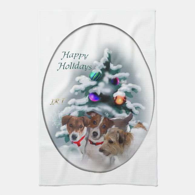 Paño De Cocina Navidades de Jack Russell Terrier (Vertical)