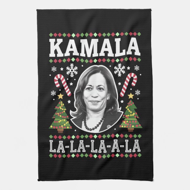 Paño De Cocina Navidades de Kamala Harris 2024 Comma La Xmas (Vertical)