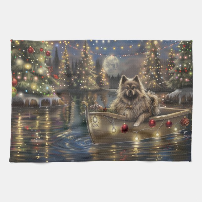 Paño De Cocina Navidades de Keeshond Voyage festivo (Horizontal)