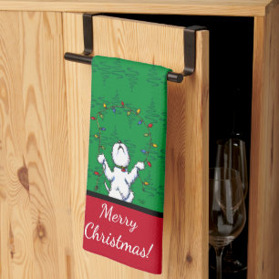 Paño De Cocina Navidades de KiniArt Westie Terrier