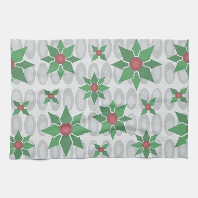 Paño De Cocina Navidades de la Edad Atómica Holly Silver (Horizontal)