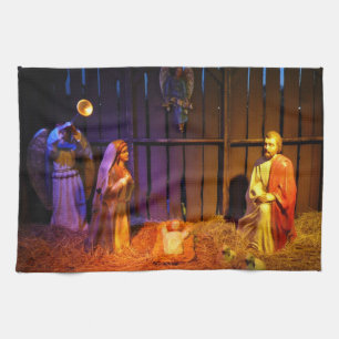 Paño De Cocina Navidades de la escena de la natividad se exhiben 