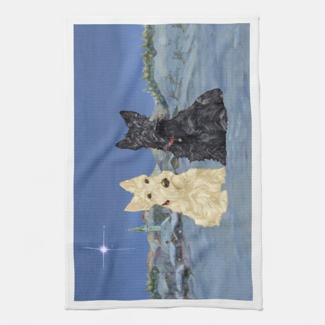 Paño De Cocina Navidades de la Escocia Negra Wheaten (Vertical)