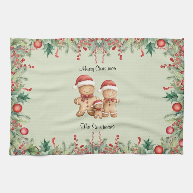 Paño De Cocina Navidades de la familia Cute Gingerbread Cookie Co (Horizontal)