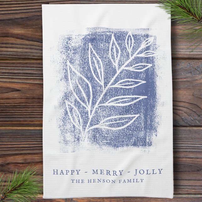 Paño De Cocina Navidades de la familia Twig Blanco Azul Artístico (Subido por el creador)