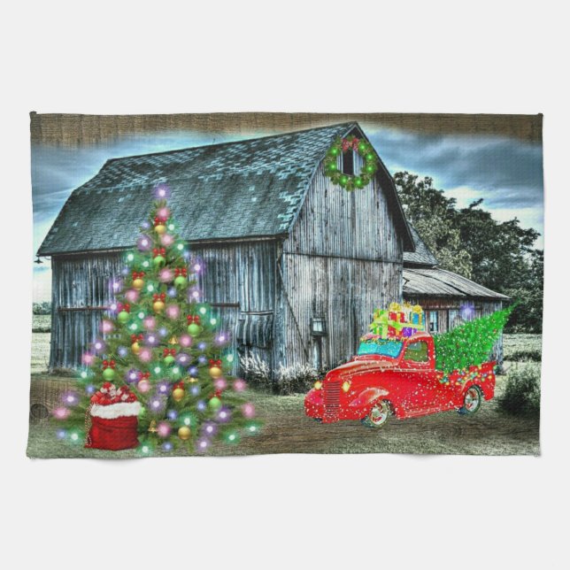 Paño De Cocina Navidades De La Granja Rustic Barn (Horizontal)