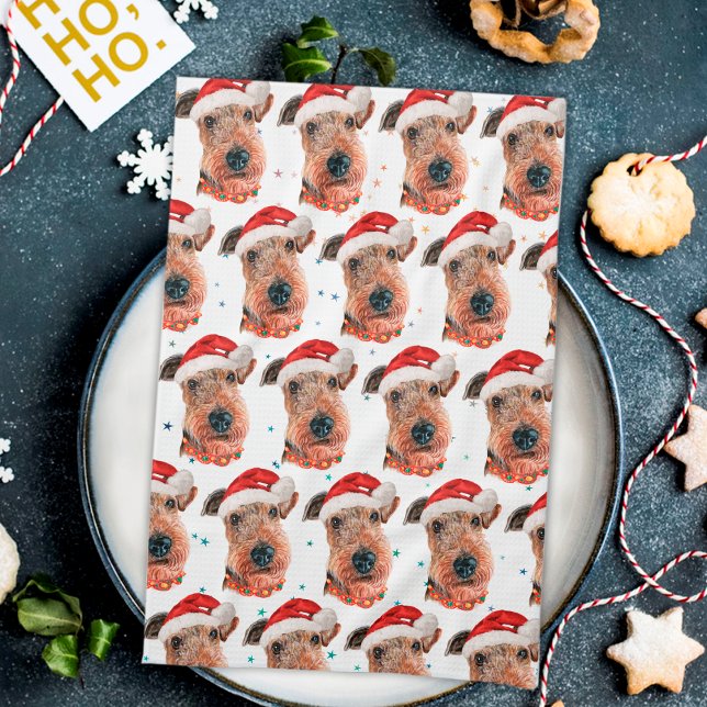 Paño De Cocina Navidades de la raza de perro Airedale Terrier (Subido por el creador)