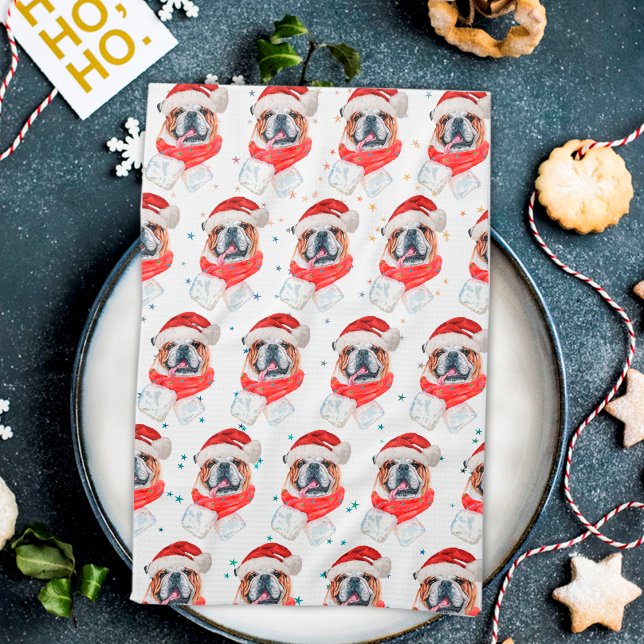 Paño De Cocina Navidades de la raza de perro del Bulldog inglés (Subido por el creador)
