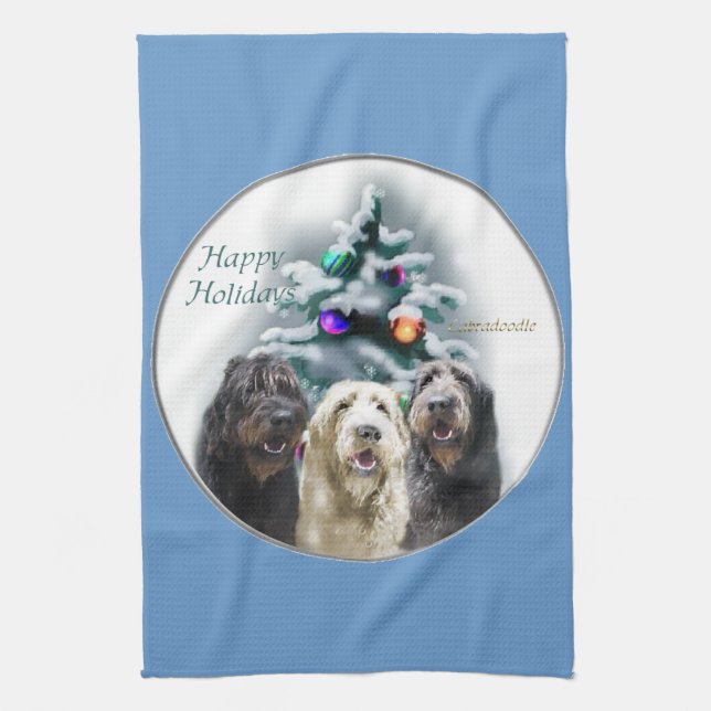 Paño De Cocina Navidades de Labradoodle (Vertical)