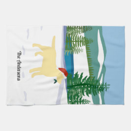 Paño De Cocina Navidades de Labrador Amarillo Evergreen Santa Hat