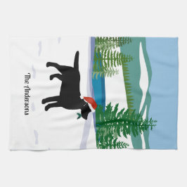 Paño De Cocina Navidades de Labrador Negro Evergreen Santa Hat