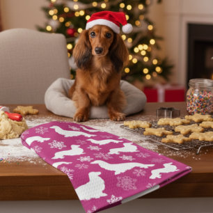 Paño De Cocina Navidades de Long Hair Dachshund obsequian a Fuchs