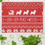 Paño De Cocina Navidades de los territorios blancos de las tierra<br><div class="desc">Toalla de cocina de los Territorios Blancos de la región occidental. Esta linda toalla de vacaciones es un gran regalo de Navidad para los amantes de Westie. Gracioso diseño con Westies tirando de un trineo con una ardilla. Visite el Doodle World de Jenn para ver más productos con este divertido...</div>