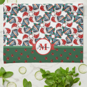 Paño De Cocina Navidades de monograma del patrón Doberman
