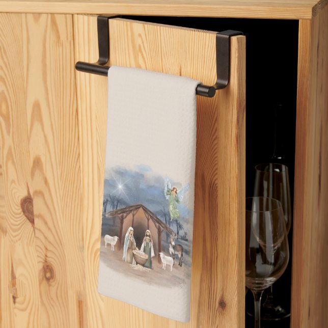 Paño De Cocina Navidades de Natividad acuarela Jesús (Pliegue de tercios)