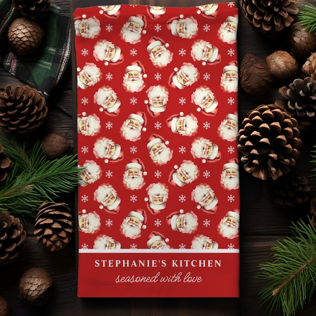 Paño De Cocina Navidades de nombres personalizados Retro Santa Re (Subido por el creador)