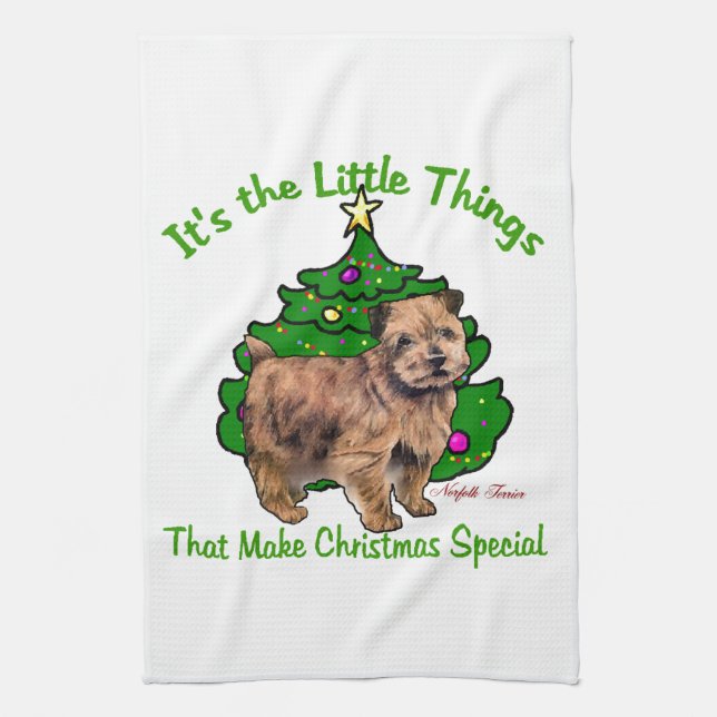 Paño De Cocina Navidades de Norfolk Terrier (Vertical)