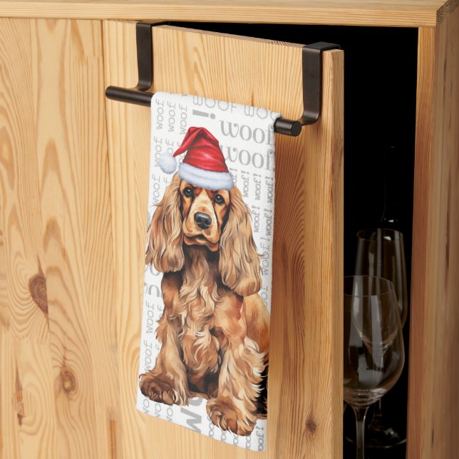 Paño De Cocina Navidades de Perro Español Cocker de vacaciones de (Pliegue de tercios)