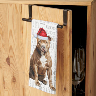 Paño De Cocina Navidades de Perro Terrier, Bull Pit, amante de la