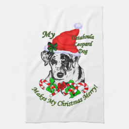 Paño De Cocina Navidades de Perros del Leopardo de Catahoula