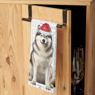 Paño De Cocina Navidades de perros malamutes de Alaskan