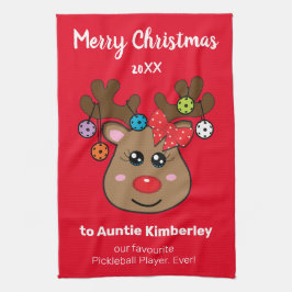 Paño De Cocina Navidades de pickleball con Chica de renos cocina 