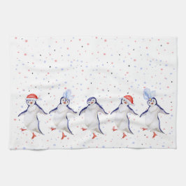 Paño De Cocina Navidades de pingüinos bailarines