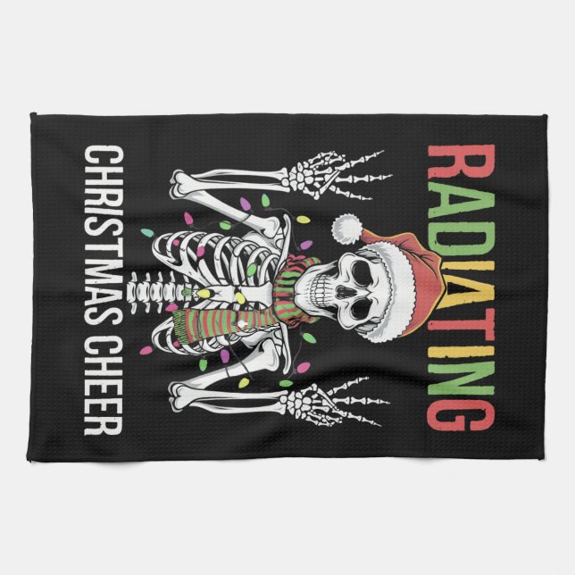 Paño De Cocina Navidades de Radiología Santa Skeleton (Horizontal)