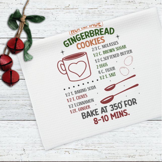 Paño De Cocina Navidades de recetas navideñas de pan de jengibre (Subido por el creador)