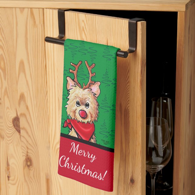 Paño De Cocina Navidades de renos de Cairn (Pliegue de tercios)