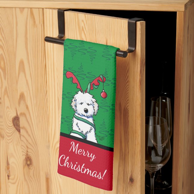 Paño De Cocina Navidades de renos kiniArt Havaneses (Pliegue de tercios)