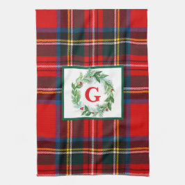 Paño De Cocina Navidades de Royal Stewart MONOGRAM Plaid Wreath