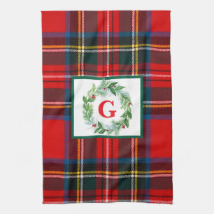 Paño De Cocina Navidades de Royal Stewart MONOGRAM Plaid Wreath