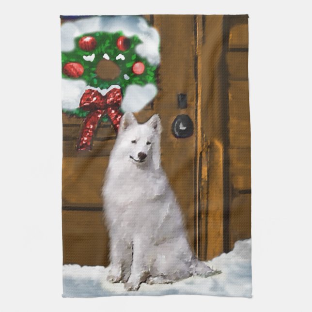 Paño De Cocina Navidades de Samoyed (Vertical)