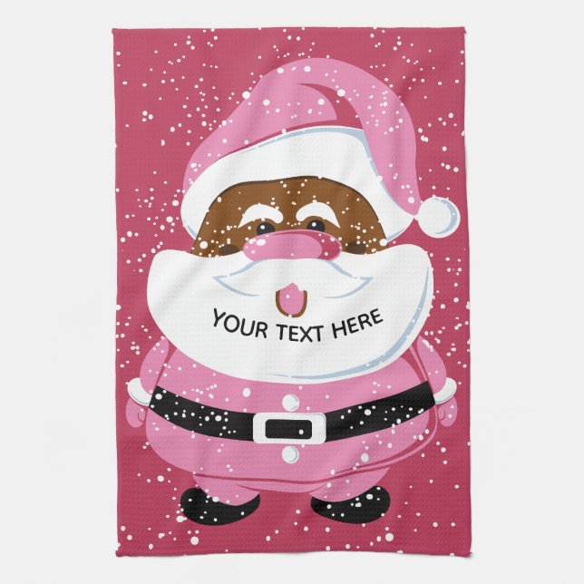 Paño De Cocina Navidades de Santa Claus rosados (Vertical)