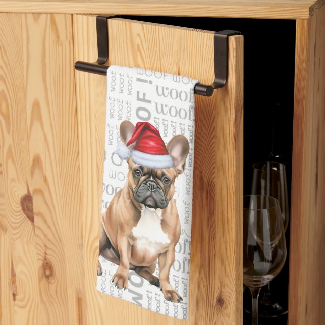 Paño De Cocina Navidades de Santa  del Bulldog francés Pet Lover (Pliegue de tercios)